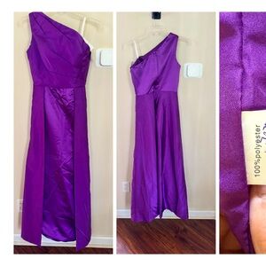 Elegant Purple One-Shoulder Dress Size 10 NWT